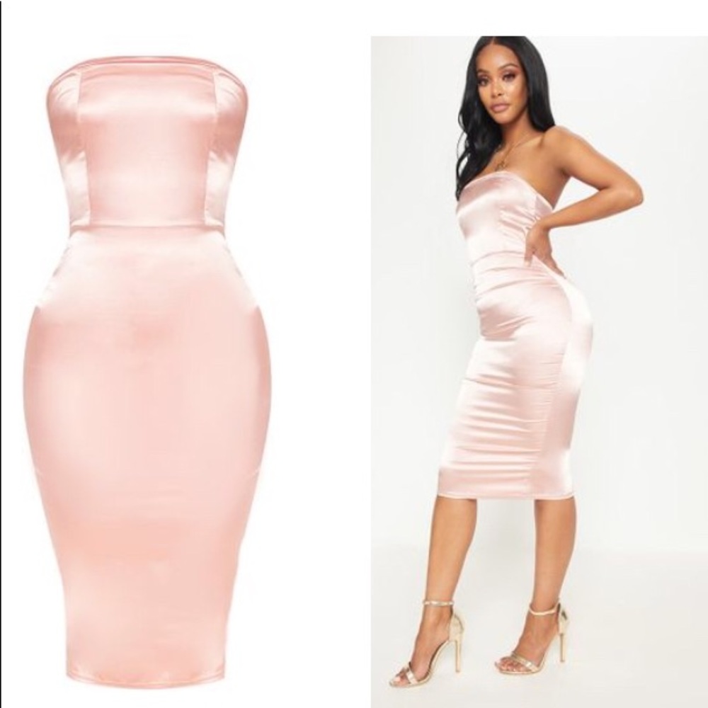 Blush Satin Midi Dress